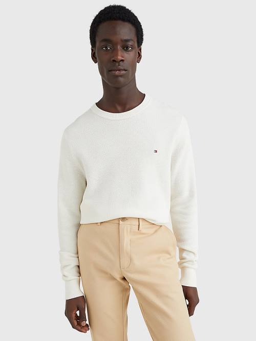 Tommy Hilfiger Crew Neck Jumper Moški Puloverji Bela | TH183DXZ