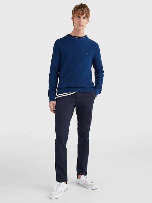 Tommy Hilfiger Crew Neck Jumper Moški Puloverji Modra | TH217ELJ