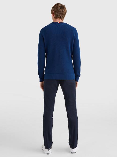 Tommy Hilfiger Crew Neck Jumper Moški Puloverji Modra | TH217ELJ