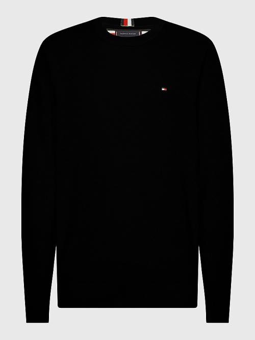 Tommy Hilfiger Crew Neck Jumper Moški Puloverji Črna | TH259LSC