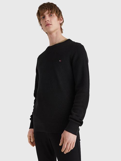 Tommy Hilfiger Crew Neck Jumper Moški Puloverji Črna | TH259LSC