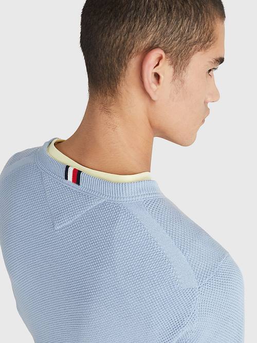 Tommy Hilfiger Crew Neck Jumper Moški Puloverji Modra | TH430MAS