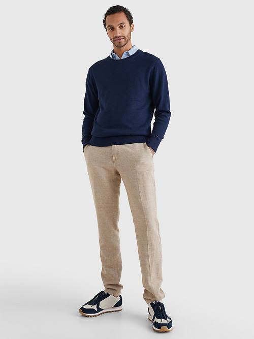 Tommy Hilfiger Crew Neck Jumper Moški Puloverji Modra | TH527MLZ