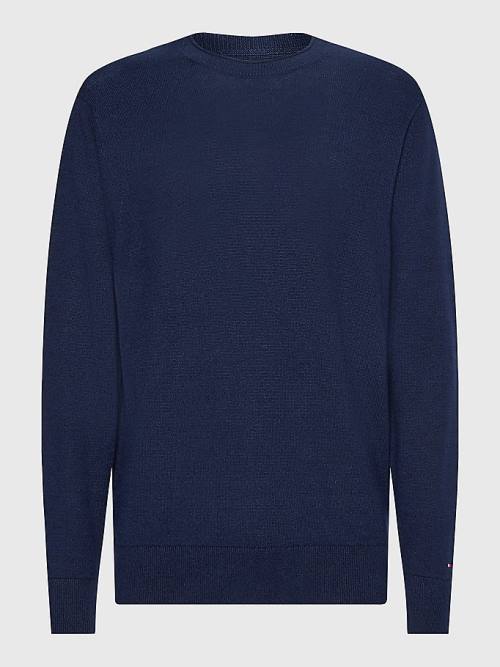 Tommy Hilfiger Crew Neck Jumper Moški Puloverji Modra | TH527MLZ