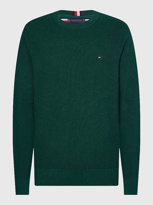 Tommy Hilfiger Crew Neck Jumper Moški Puloverji Zelena | TH615XKU