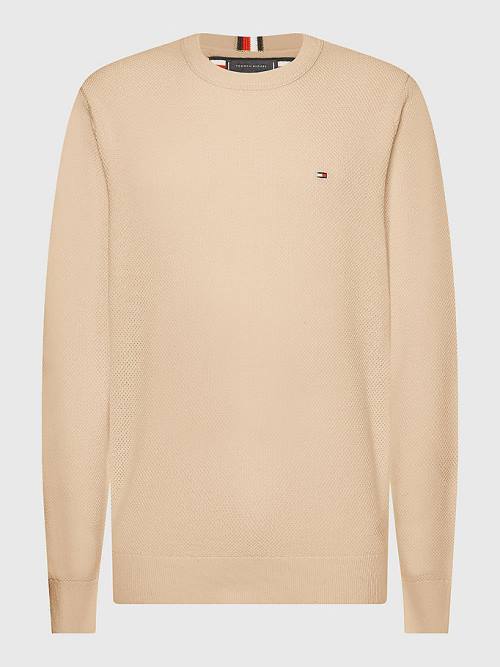 Tommy Hilfiger Crew Neck Jumper Moški Puloverji Bež | TH641BAP