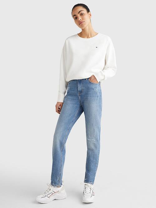 Tommy Hilfiger Crew Neck Relaxed Fit Ženske Pulover Bela | TH069QKI