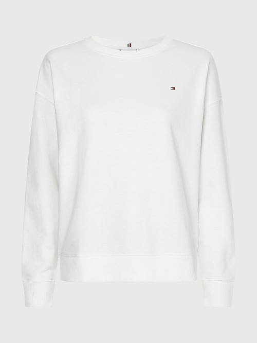 Tommy Hilfiger Crew Neck Relaxed Fit Ženske Pulover Bela | TH069QKI