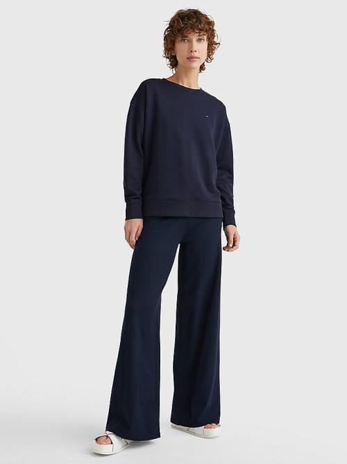 Tommy Hilfiger Crew Neck Relaxed Fit Ženske Pulover Modra | TH763PBQ