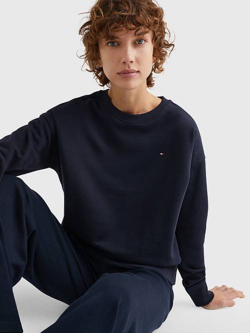 Tommy Hilfiger Crew Neck Relaxed Fit Ženske Pulover Modra | TH763PBQ