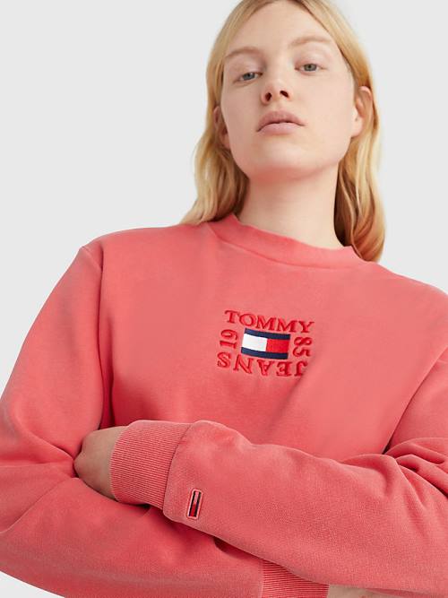 Tommy Hilfiger Cropped Logo Ženske Pulover Rdeča | TH132CTP