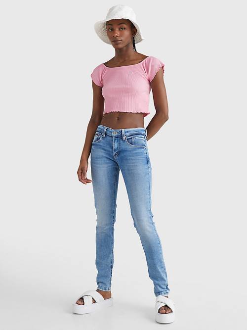 Tommy Hilfiger Cropped Off-The-Shoulder Ženske Majice Roza | TH419QDG