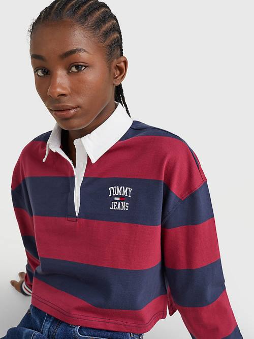 Tommy Hilfiger Cropped Organic Cotton Long Sleeve Ženske Polo Majica Rdeča | TH506CTU