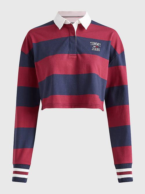 Tommy Hilfiger Cropped Organic Cotton Long Sleeve Ženske Polo Majica Rdeča | TH506CTU