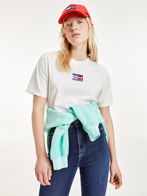 Tommy Hilfiger Cropped Pure Organic Cotton Logo Ženske Majice Bela | TH416THS