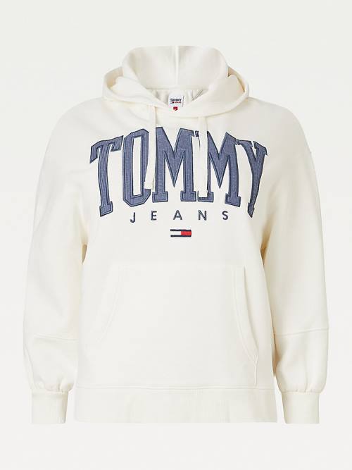 Tommy Hilfiger Curve College Relaxed Fit Ženske Pulover s kapuco Bela | TH360JPA