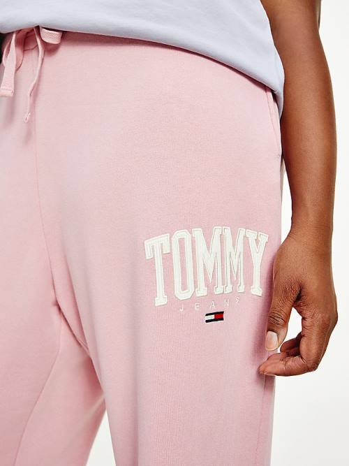 Tommy Hilfiger Curve College Tommy Badge Plush Joggers Ženske Hlače Roza | TH248XNC