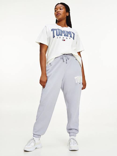 Tommy Hilfiger Curve College Tommy Badge Plush Joggers Ženske Hlače Vijolična | TH762ZWG