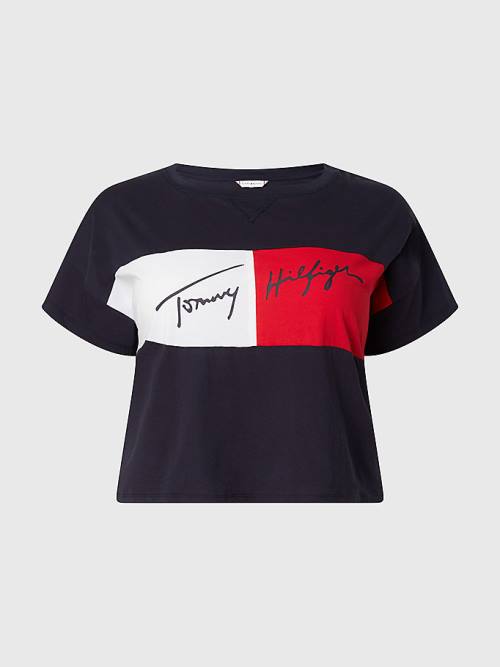 Tommy Hilfiger Curve Colour-Blocked Cropped Ženske Kopalke Modra | TH541RLF