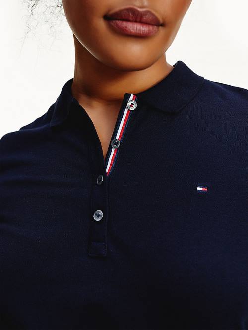 Tommy Hilfiger Curve Essential Placket Detail Ženske Polo Majica Modra | TH594DKJ