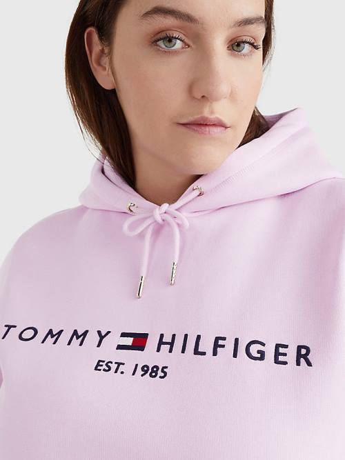 Tommy Hilfiger Curve Logo Drawstring Ženske Pulover s kapuco Vijolična | TH160VOG