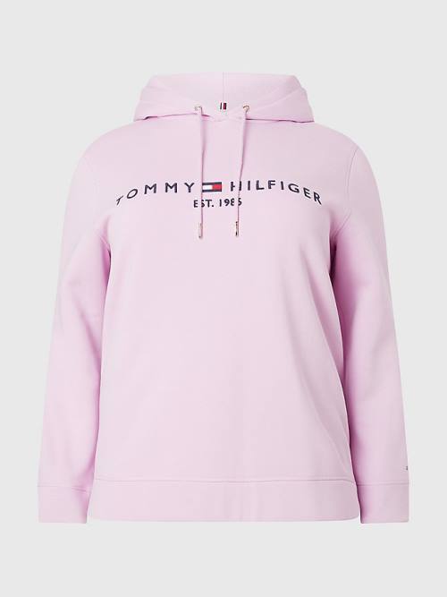 Tommy Hilfiger Curve Logo Drawstring Ženske Pulover s kapuco Vijolična | TH160VOG