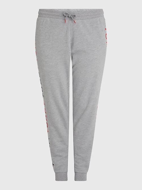 Tommy Hilfiger Curve Logo Embroidery Tapered Joggers Ženske Hlače Siva | TH236LFN