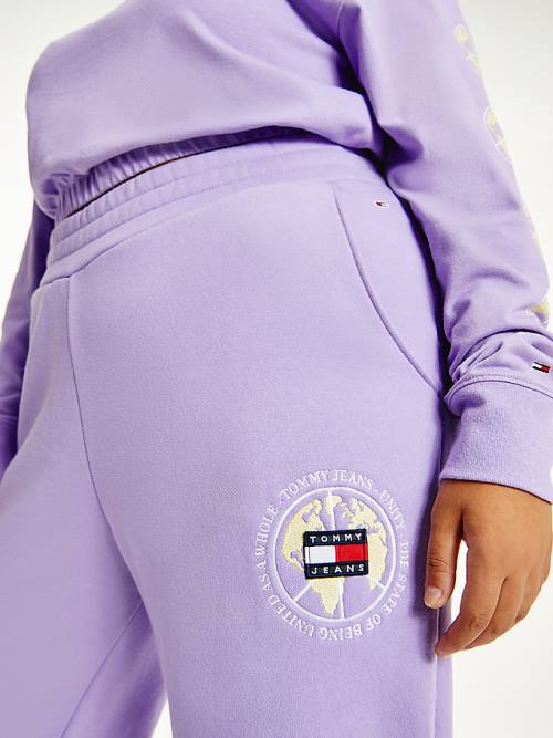 Tommy Hilfiger Curve Logo Recycled Cotton Blend Joggers Ženske Hlače Vijolična | TH835NXB