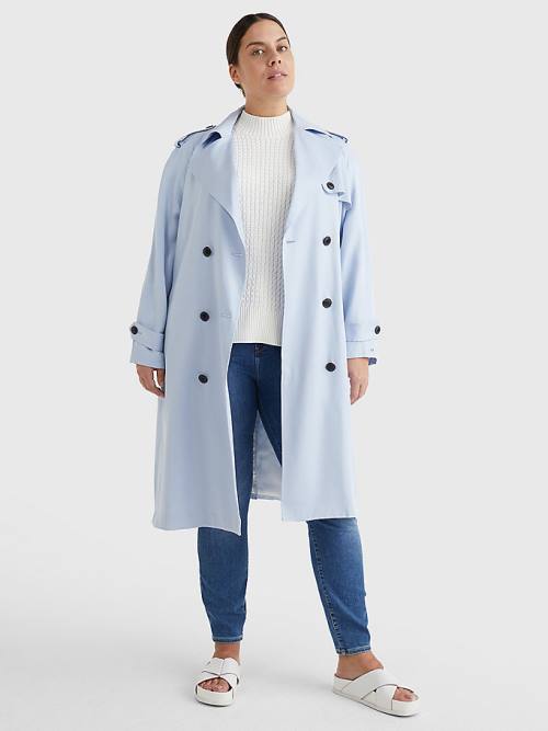 Tommy Hilfiger Curve Lyocell Trench Ženske Plašč Modra | TH876UHK