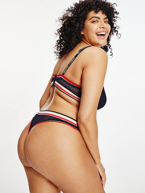 Tommy Hilfiger Curve Mesh Thong Ženske Spodnje Perilo Modra | TH689DIZ