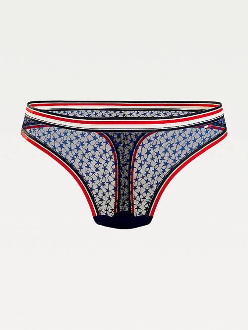 Tommy Hilfiger Curve Mesh Thong Ženske Spodnje Perilo Modra | TH689DIZ