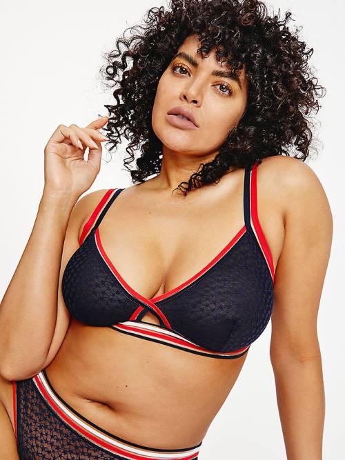 Tommy Hilfiger Curve Mesh Triangle Bralette Ženske Spodnje Perilo Modra | TH468DCX