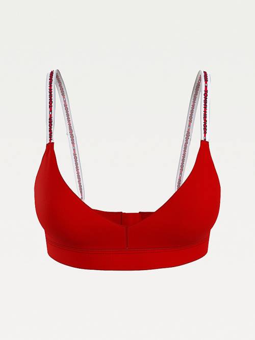 Tommy Hilfiger Curve Repeat Logo Strap V-Neck Bralette Ženske Spodnje Perilo Rdeča | TH972JAZ