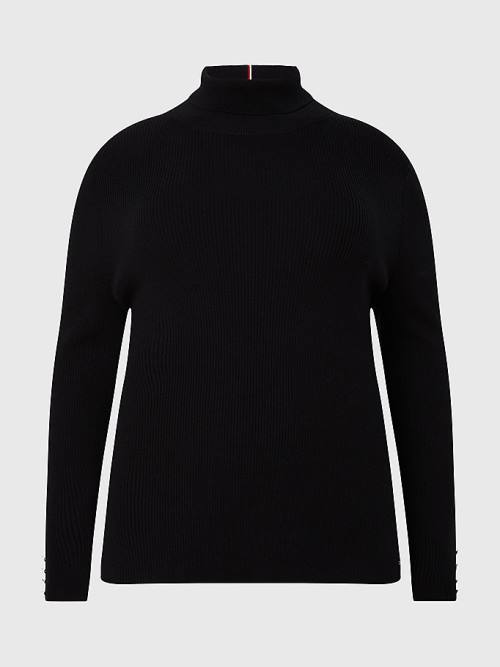 Tommy Hilfiger Curve Roll Neck Jumper Ženske Puloverji Črna | TH470QLH