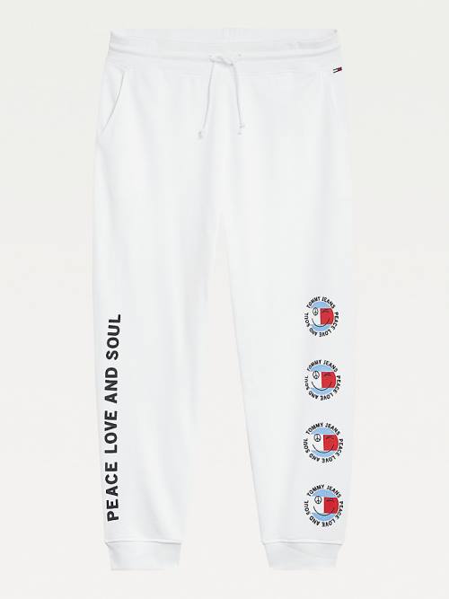 Tommy Hilfiger Curve Smiley Peace Logo Joggers Ženske Hlače Bela | TH172YIJ