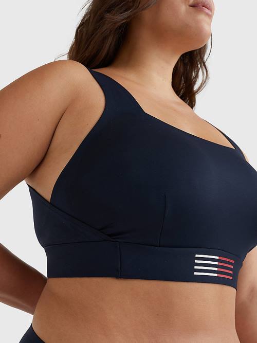 Tommy Hilfiger Curve TH Flex Flag Print Bikini Bralette Ženske Kopalke Modra | TH379FMP