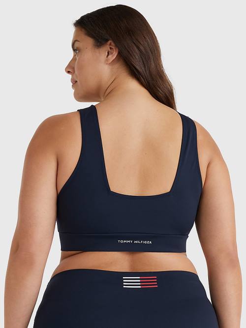 Tommy Hilfiger Curve TH Flex Flag Print Bikini Bralette Ženske Kopalke Modra | TH379FMP