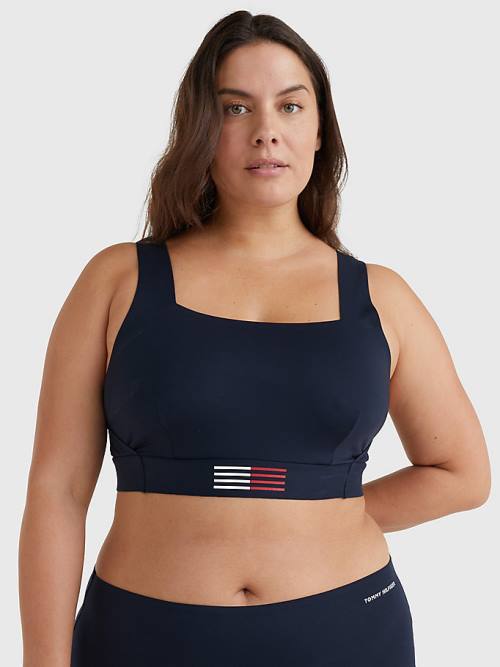 Tommy Hilfiger Curve TH Flex Flag Print Bikini Bralette Ženske Kopalke Modra | TH379FMP