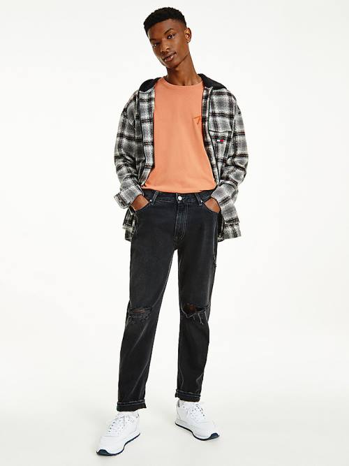 Tommy Hilfiger Dad Tapered Distressed Black Moški Kavbojke Denim | TH915BUL