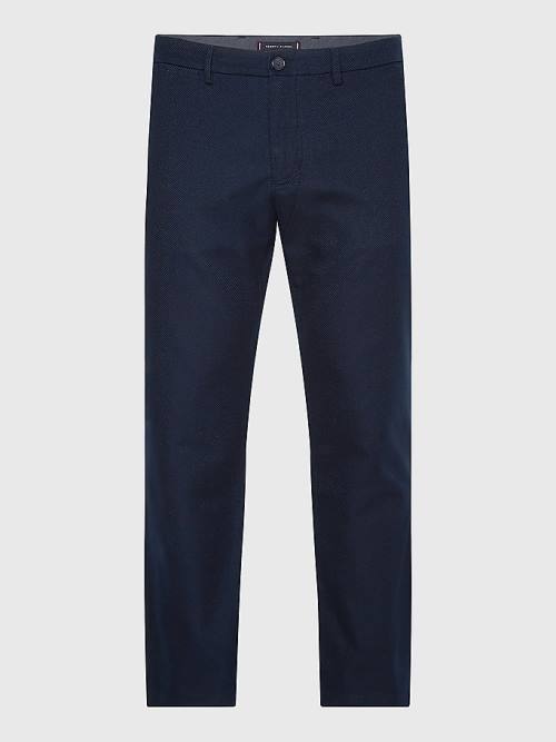 Tommy Hilfiger Denton Basket Weave Straight Fit Chinos Moški Hlače Modra | TH049NLU