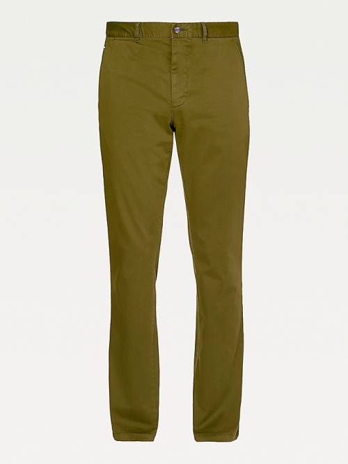 Tommy Hilfiger Denton Straight Fit Satin Chinos Moški Hlače Rjav | TH310SHZ