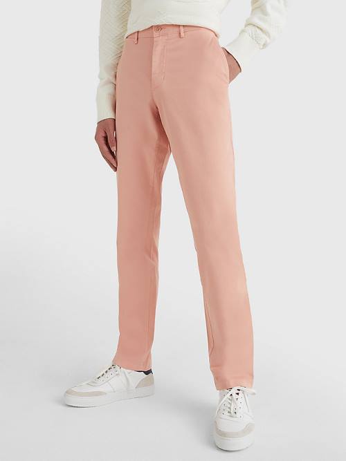 Tommy Hilfiger Denton Straight Fit Satin Chinos Moški Hlače Oranžna | TH586NMA