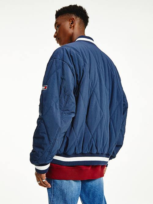 Tommy Hilfiger Diamond Quilted Bomber Moški Jakne Modra | TH970ZHT