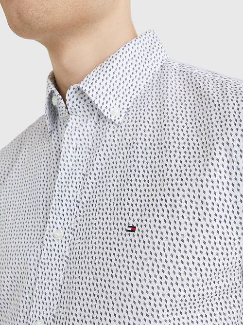 Tommy Hilfiger Dot Regular Fit Short Sleeve Moški Srajce Bela | TH257EIS