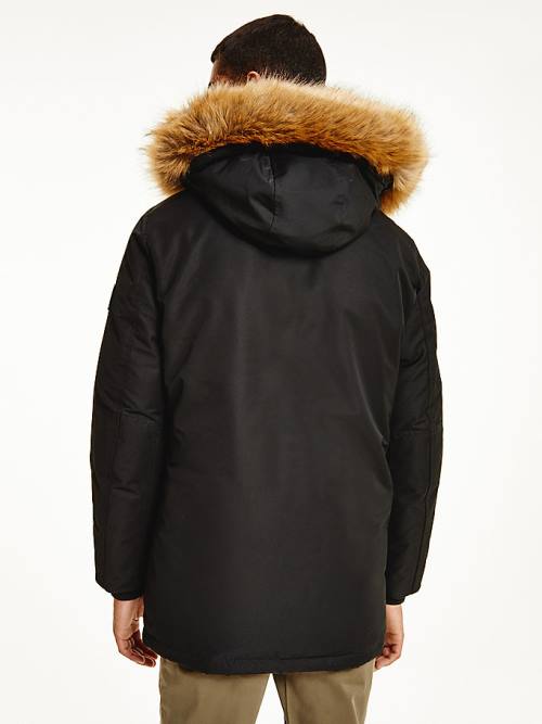 Tommy Hilfiger Down Faux Fur Hood Rockie Parka Moški Plašč Črna | TH198QBY