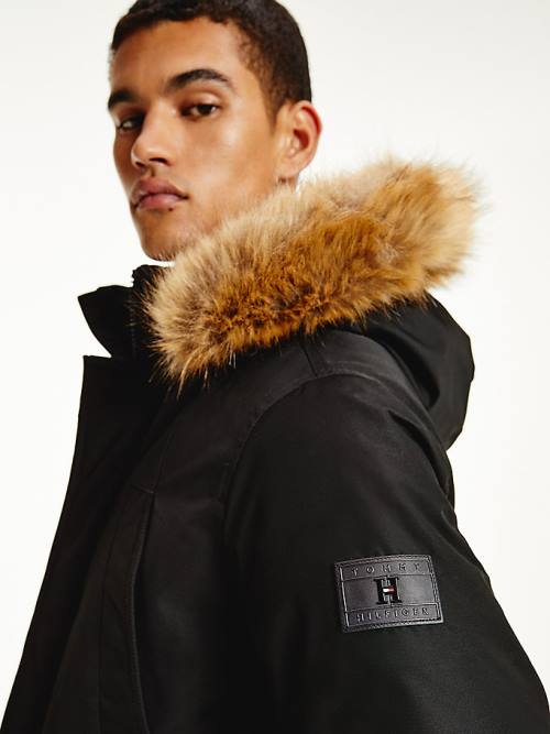 Tommy Hilfiger Down Faux Fur Hood Rockie Parka Moški Plašč Črna | TH198QBY