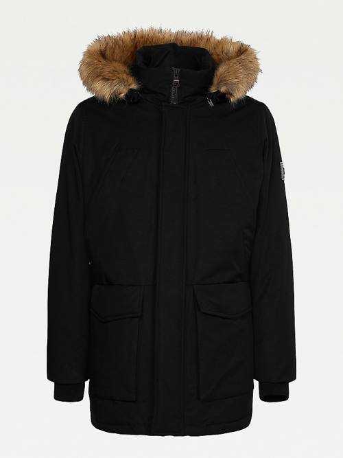 Tommy Hilfiger Down Faux Fur Hood Rockie Parka Moški Plašč Črna | TH198QBY