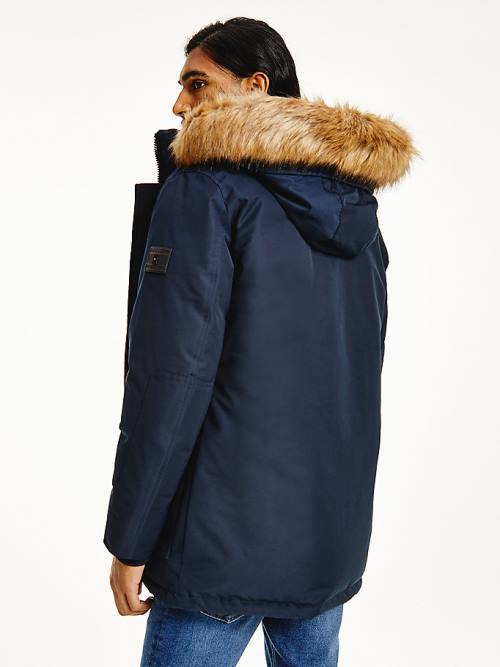 Tommy Hilfiger Down Faux Fur Hood Rockie Parka Moški Plašč Modra | TH589VSD