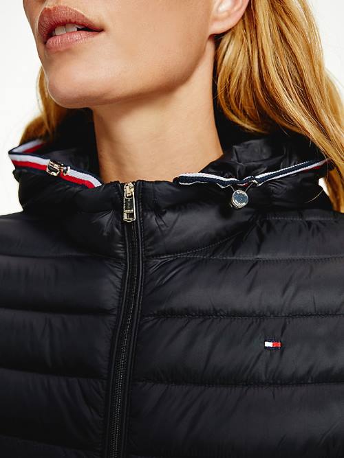 Tommy Hilfiger Down-Filled Hooded Zip-Thru Ženske Jakne Črna | TH197MAT