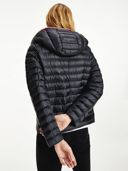 Tommy Hilfiger Down-Filled Hooded Zip-Thru Ženske Jakne Črna | TH197MAT